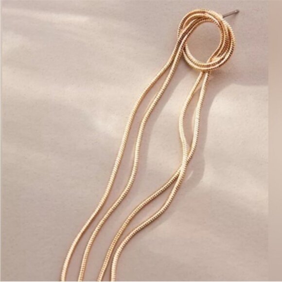 New! Anthropologie Jewelry Sunday Gold Loop Drop Earrings NWOT - Picture 2 of 2